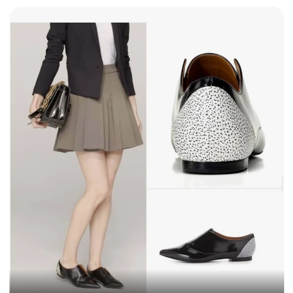 Philip Lim 3.1 Nacy Oxford Pointed Dress Flats Black/White